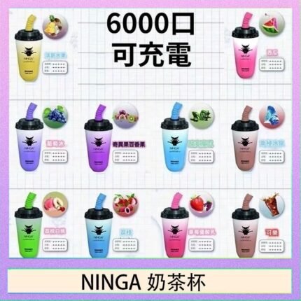 NINGA奶茶杯可充电一次性電子煙6000口v